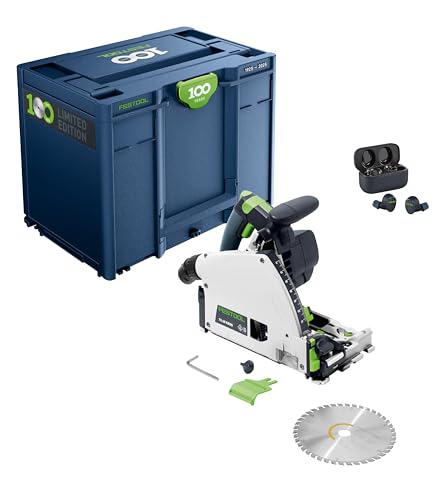 Festool TS 60 KEB-F-Plus 100Y US Limited Edition Plunge Cut Track Saw – 60mm Depth, Brushless 18V, Precision Cordless Cutting Tool (578218)