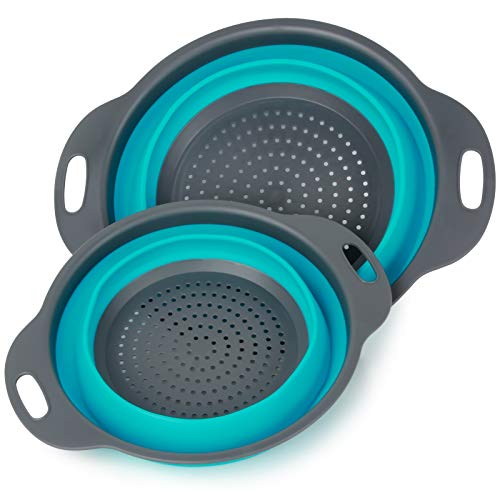 Collapsible Colander, Colander Strainer with Handles Set for Draining Pasta Vegetable Fruit etc