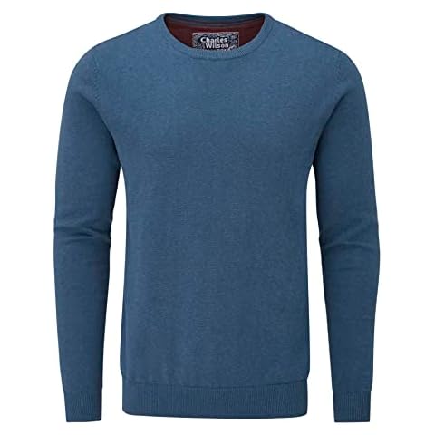 Charles Wilson Men's Fine Knit Cotton Crew Neck Jumper (XL, Dark Blue (0422)) Cover