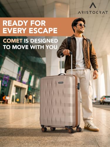 Image of Aristocrat Comet Medium Polycarbonate Case 8-Wheel Trolley Bag, Champagne