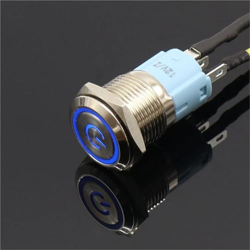 Interrupteur à bouton-poussoir 16mm avec indicateur LED vert 12V - 5