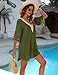 AI'MAGE Women's Swimsuit Cover Up 3/4 Bell Sleeve Loose Beachwear Deep V-Neck Bikini T-Shirt Beach Dress Army Green L