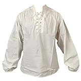 Museum Replicas Privateer Men's Renaissance Cotton Shirt (Natural White, XX-Large)