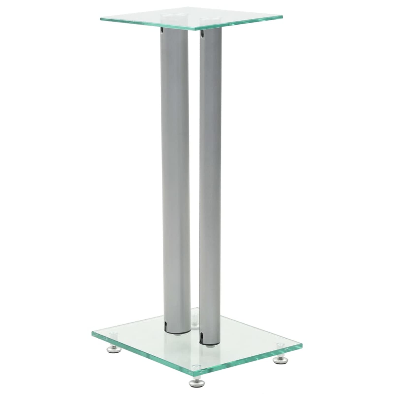 Supporti per Altoparlanti 2pz Vetro Temperato a Colonne Argento,Stand per Altoparlanti,Supporto per Altoparlanti da Tavolo,Supporti Altoparlanti-50674
