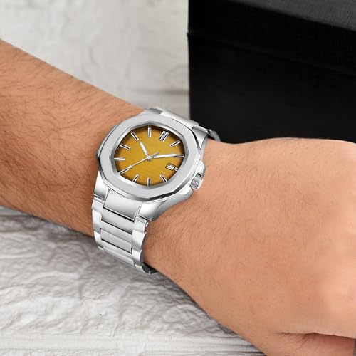 Image of Acnos 7 Colours Plain Dial Quartz Analog Day & Date Calendar Quartz Analog Business Watch
