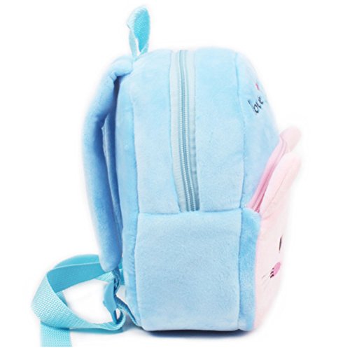 Mochila escolar infantil, com desenho de gato vermelho de pelúcia, para bebês de 1 a 2 anos, Azul, M