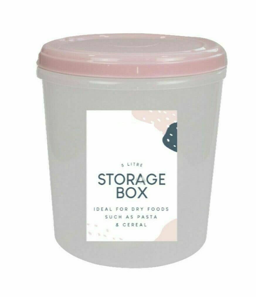 TRTO 1 X Pink 5L Dry Food Cereal Pasta Storage Plastic Dispenser Pet Container Box
