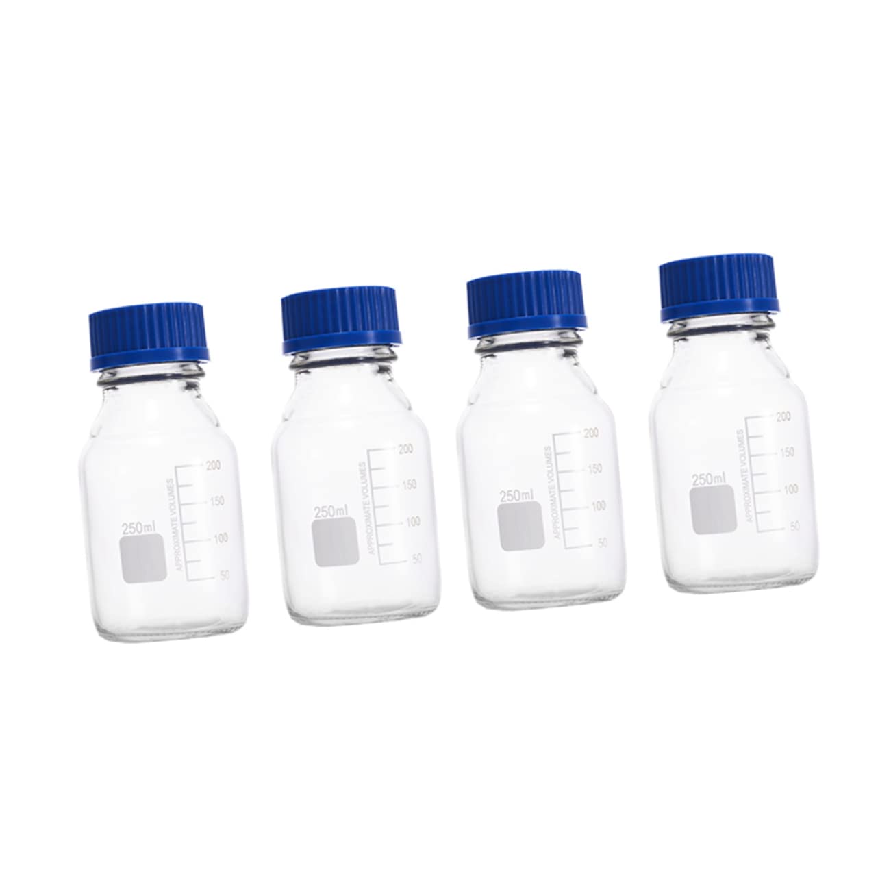 4 Piezas botella de vidrio mason jars botellas de muestra botellas de almacenamiento de medios de laboratorio de vidrio transparente de sellado