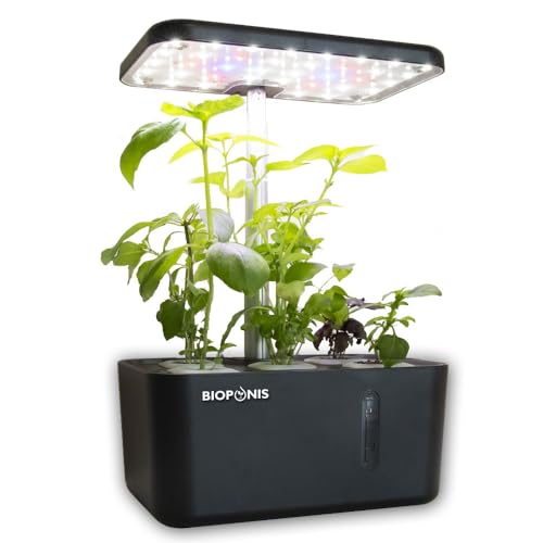 Bioponis - Eden Nero - Orto da Interno Idroponica per Piante aromatiche - 5 Posizioni di Coltivazione