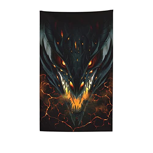 Alifafa Black Fire Dragon Beach Towel – Unique Design With Cool Dragon, Oversized (32”X 52”) Dragon Lover Beach Towels For Adults, Kids - Quick Dry, No-Shrink, Sand Free Travel Towel #TOP1