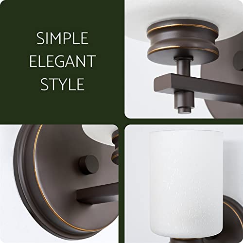Kira Home Phoebe 8" Modern 1-Light Wall Sconce/Vanity Light + Frosted Seeded Glass Shade, Oil-Rubbed Bronze Finish #TOP5