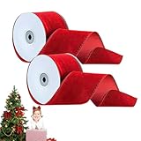 Cinta De Terciopelo Rojas, 2 Rollos 10 Yardas Cinta De Terciopelo Navideña Doble Cara, Cintas Rojas Decorativa Ancha, Para Árboles Navidad, Puertas, Repisas Chimeneas, Envoltorios Regalos