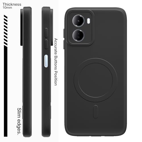 Image of Pikkme Back Cover for Redmi 15A 5G Soft Matte Silicone Mag-Safe Design (Mag-Safe Not Support) Camera Protection | Slim Fit Bumper Cover (Black)