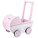 WOOMAX - Carrito de madera para muñecas WOOMAX, 26,5x39x46 cm, rosa y blanco, con ruedas, para muñecos de 30-40, carrito bebe juguetes 3 años, cochecitos para muñecos (46475)