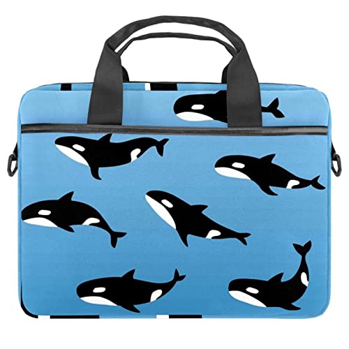 Sac à bandoulière pour ordinateur 13 à 14.5 pouces à motif baleines