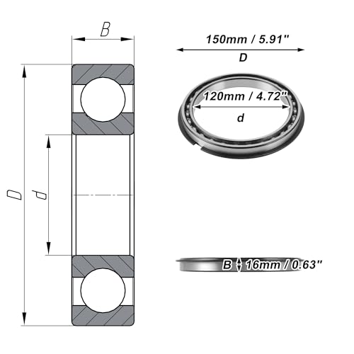 Roulements à billes 6824Nr 120x150x16mm type ouvert argenté pour roue - 4