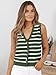 LILLUSORY Vest Tops for Women 2026 Spring Striped Sweaters Button Up Summer Business Casual Outfits Womens Blouses Jackets Fashion Clothes Sleeveless V Neck Tops ArmygreenWhite L