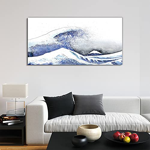 Image sur verre 120x60cm Japan Wave Watercolors tableau en verre trempé pour salon