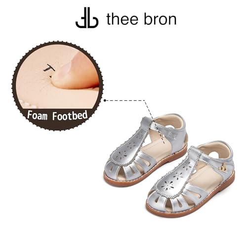 Image of THEE BRON Toddler Girls Closed-Toe Sandals Sweet Retro Cutout Summer Dress Shoes