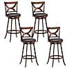 Giantex bar stools set of 4 305 counter height bar dining chairs with back footrest rubber wood frame 360 swivel upholstered farmhouse barstools suitable for home bar kitchen pub espresso  urban country home decor