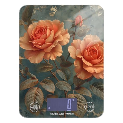 Bilancia digitale per dieta da arrosto con rose retrò, per alimenti, 5 kg/5 g, bilancia accurata per cucina con 4 unità per la perdita di peso Espresso Keto báscula para pesar comida