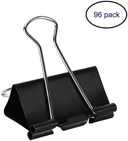 K-Musculo Tissir 1inch Black Binder Clips, Folder Clip, 96pc Paper Clip - Multi-Purpose Clip