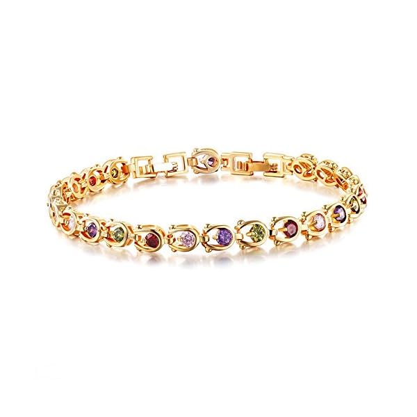 Women Bracelets, 18K Multi-Gemstone and Diamond Tennis Bracelet Gold Heart Bracelets for Women (Diamond Bracelet)