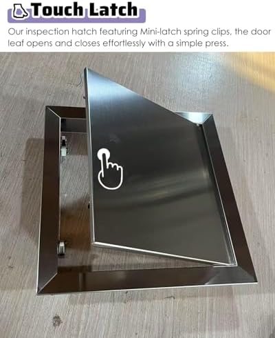 Magnetic Stainless Steel Access Panel for Drywall - Concealed Push-to-Open Cover for Floor Hatch, Valves, Fuse Box - Sizes: 4x4, 6x6, 8x8, 10x10, 12x12, 16x16, 24x24 (8x8in/20x20cm)