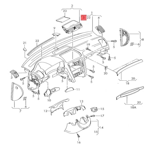 Rejilla de ventilación de salpicadero rota: repuesto OE 1Z0819701A para Skoda Octavia 2