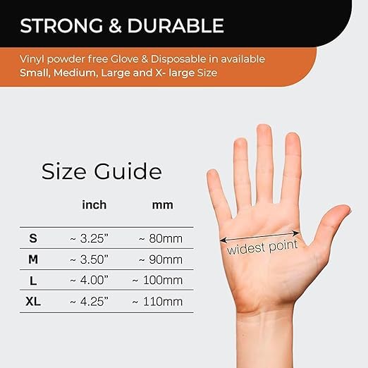 PRAIMA Clear Vinyl Gloves, 200 Count, Clear Disposable Gloves (200, Large) - Image 2