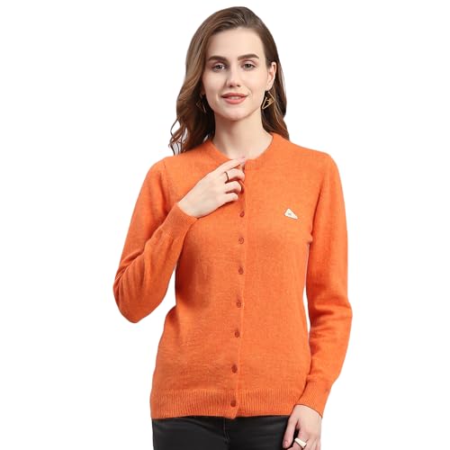 Image of Monte Carlo Women Regular Fit Full Sleeve Solid Round Neck Winter Cardigan (Pack of 1)