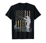 Fly Fishing Fisherman American Flag Camouflage Fly Tying T-Shirt