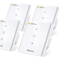 Interruptor Wifi Persianas Maxcio Intrruptor Persianas WiFi, Interruptor de Cortina WiFi Control de Porcentaje Compatible con Apple Homekit Siri, Alexa Echo/Google Home, Blanco, 4 Packs