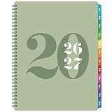 Academic Planner 2026-2027 - Planner 2026-2027, July 2026 - June 2027, 8" x 10", 26-27 Planner Weekly and Monthly with Colorful Tabs, Twin-wire Binding, Inner Pocket - Green