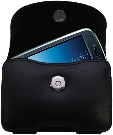 Belt Mounted Leather Case Custom Designed for the O2 XDA Flame - Black Color with Removable Clip by Gomadic