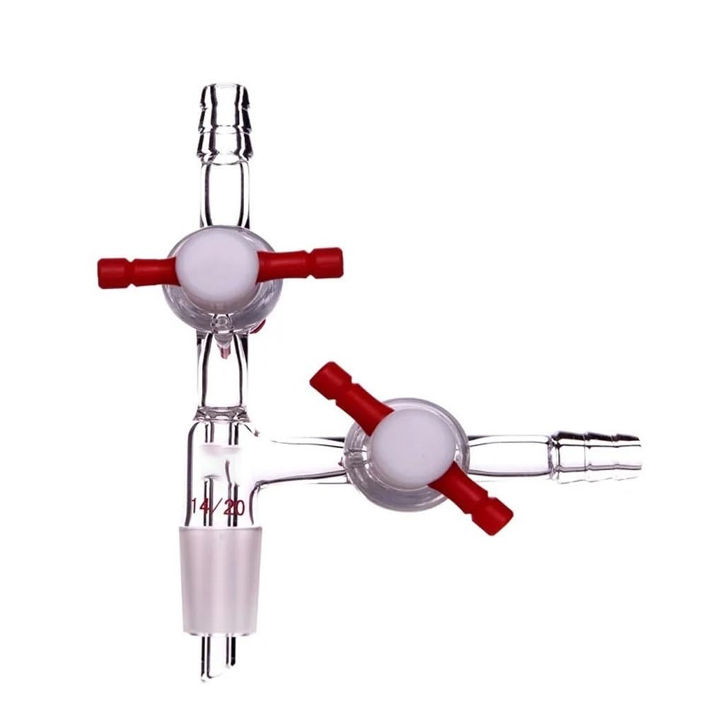 Adaptador de vidrio, Tamaños múltiples de la abertura válvula 2m m del adaptador A12 PTFE control flujo vacío vidrio borosilicato(A121922)