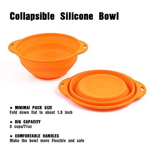 Jovilife 71Oz Orange Microwave Rv Bowls Camping Silicone Mixing Collapsible Bowl 9Cups Travel Outdoor Hiking Orange(Orange/71Oz) #TOP2