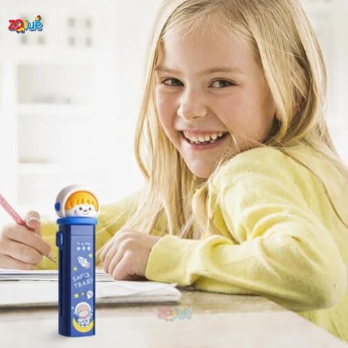 Image of Large Capacity Cute Aesthetic Pencil Case with Multi ompartments, Multi-Pocket Pastel Pen Pouch Organizer with Zipper, Kawaii School Supplies Bag for Girls (Black Happy EveryDay + Space Blue Eraser)
