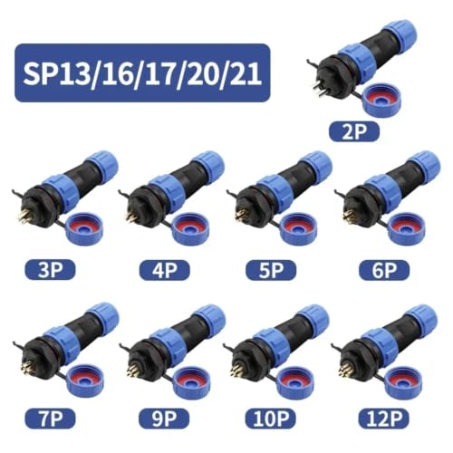 Conector impermeable SP13 de 6 pines enchufe aéreo IP68 para montaje en panel de rosca 3