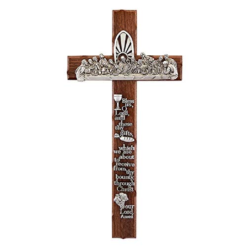 Cruz de la Última Cena JC-5056-E en madera de nogal y peltre de 30 cm