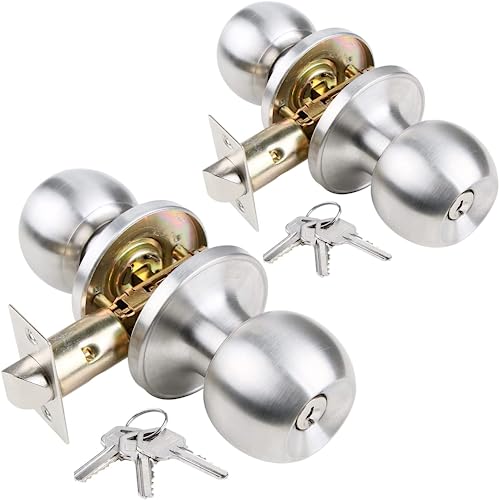 Gschengzhi GSCZ-ST-ET-2 Door Knob With Key For Bedroom Door Locks With Keys, Stainless Steel Doorknob cover