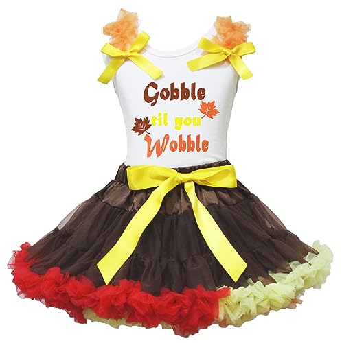 Falda petti Gobble Til You Wobble de hojas tutú infantil de 1 a 8 años
