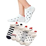5 Paar Sneaker Socken für Damen in trendigenMustern mit Punkten, Streifen, Sternen und Herzen