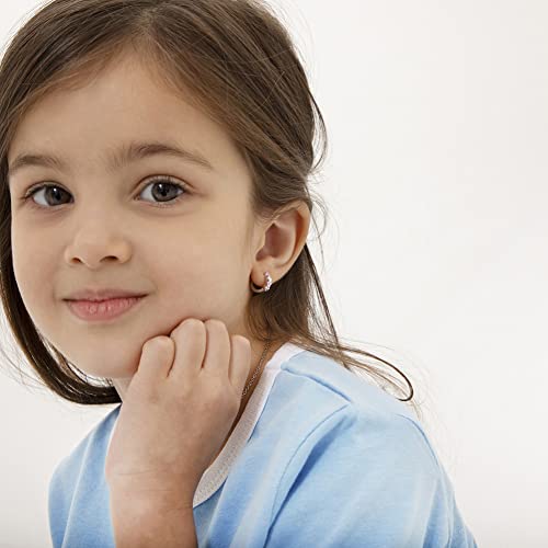 925 Sterling Silver Shining Cubic Zirconia Heart Huggie Hoop Earrings for Toddlers & Little Girls - Beautiful Heart Themed Jewelry Gift - Fashionable Earrings2