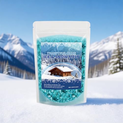 Thawtful Blue Ice & Snow Melt, Fast-Acting Rock Salt Blend Effective to -16°c (3°F), Ice Melt Snow Melting Agent, Effective Winter Deicer for Cold Temperatures Outdoor Spaces