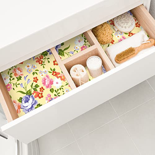 Gersoniel 10 Sheets Drawer Liners for Dresser Scented Drawer Liners Non Adhesive Scented Paper for Fragrant Home Shelf Closet(Lavender,Colorful Flowers)