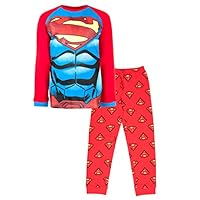DC Comics Pyjama Set for Boys age 3-10 | Long Sleeve Superman PJs | 100% Cotton Superman Dress Up Costume | Official Merchandise