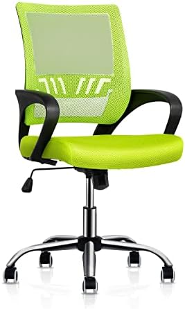 MoNiBloom Home Office Chair, Mid Back Mesh Ergonomic Rolling Swivel Chair with Lumbar Support and Wheels for Adults, Adjustable Height/Tilt, Green