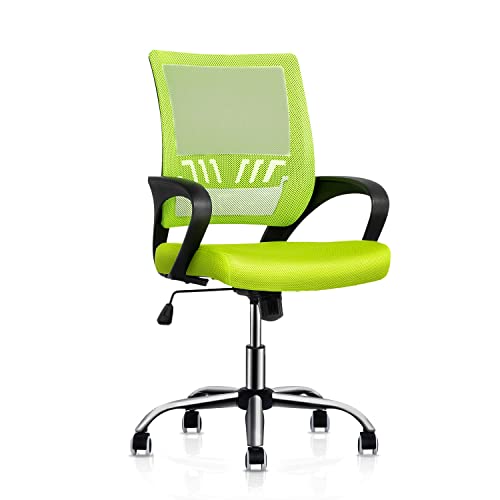 Monibloom Home Office Chair, Mid Back Mesh Ergonomic Rolling Swivel Chair With Lumbar Support And Wheels For Adults, Adjustable Height/Tilt, Green #TOP4
