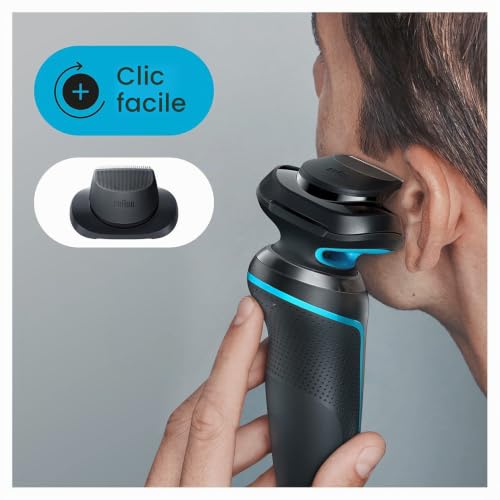 Braun Series 5 Rasoir à Grille Tondeuse pour Homme, Noir/Bleu